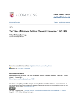 The Trials of Gestapu: Political Change in Indonesia, 1965-1967