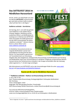 Das SATTELFEST 2016 Im Nördlichen Harzvorland
