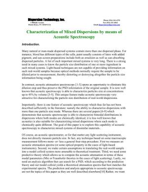 Characterization of Mixed Dispersions by Means of Acoustic Spectroscopy