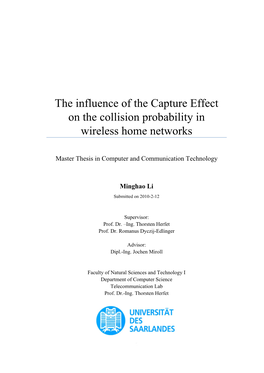 The Influence of the Capture Effect on the Collision Probability in Wireless Home Networks