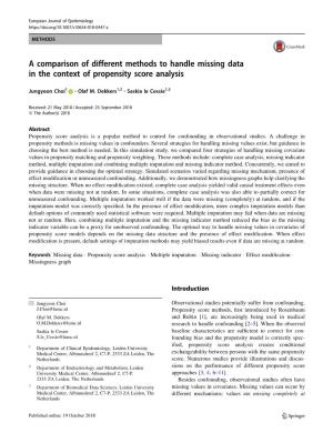 A Comparison of Different Methods to Handle Missing Data in the Context of Propensity Score Analysis