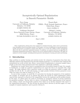 Asymptotically Optimal Regularization in Smooth Parametric Models