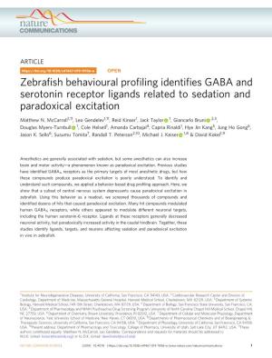 Zebrafish Behavioural Profiling Identifies GABA and Serotonin