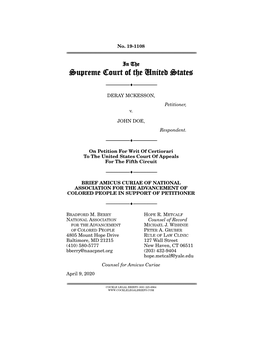 Brief Amicus Curiae of National Association for the Advancement of Colored People in Support of Petitioner