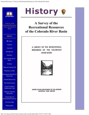 A Survey of the Recreational Resources of the Colorado River Basin