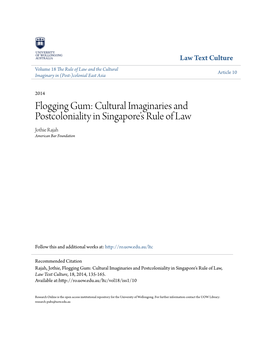 Flogging Gum: Cultural Imaginaries and Postcoloniality in Singaporeâ