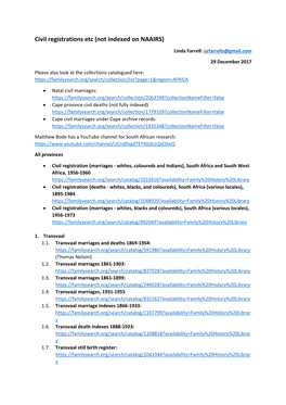 Civil Registrations Etc (Not Indexed on NAAIRS)