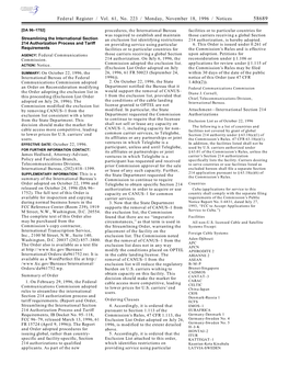 Federal Register / Vol. 61, No. 223 / Monday, November 18, 1996 / Notices 58689