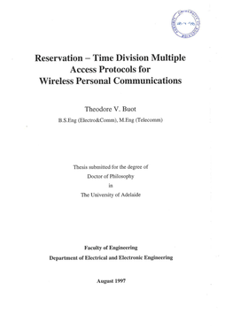 Reservation - Time Division Multiple Access Protocols for Wireless Personal Communications