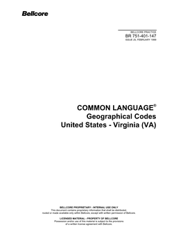 Geographical Codes United States - Virginia (VA)