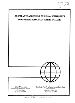 Cooperative Agreement on Human Settlements and Natural Resource Systems Analysis