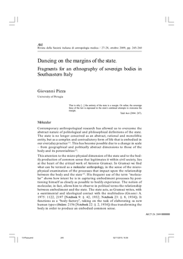 Dancing on the Margins of the State. Fragments for an Ethnography of Sovereign Bodies in Southeastern Italy