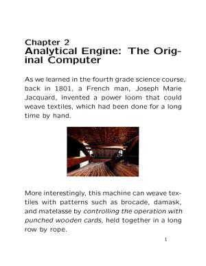 Analytical Engine: the Orig- Inal Computer