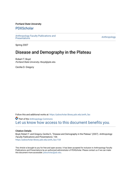 Disease and Demography in the Plateau