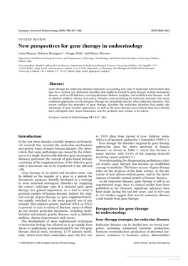 New Perspectives for Gene Therapy in Endocrinology
