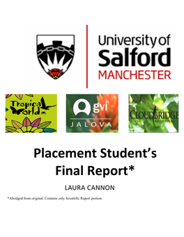 Placement Student's Final Report*