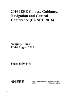 2016 IEEE Chinese Guidance, Navigation and Control Conference (CGNCC 2016)