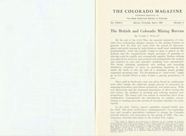 THE COLORADO MAGAZINE the British and Colorado Mining Bureau