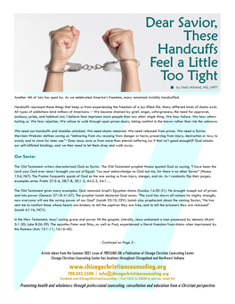 Dear Savior, These Handcuffs Feel a Little Too Tight ◼ by Debi Mitchell, MS, LMFT