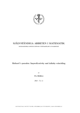 Självständiga Arbeten I Matematik