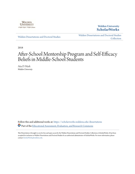 After-School Mentorship Program and Self-Efficacy Beliefs in Middle-School Students Atia D