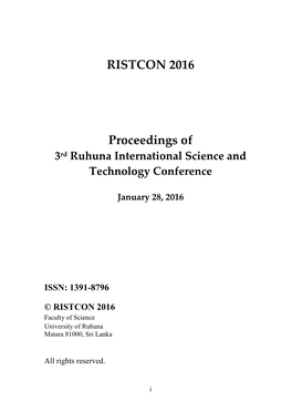 Proceedings of RISTCON 2016