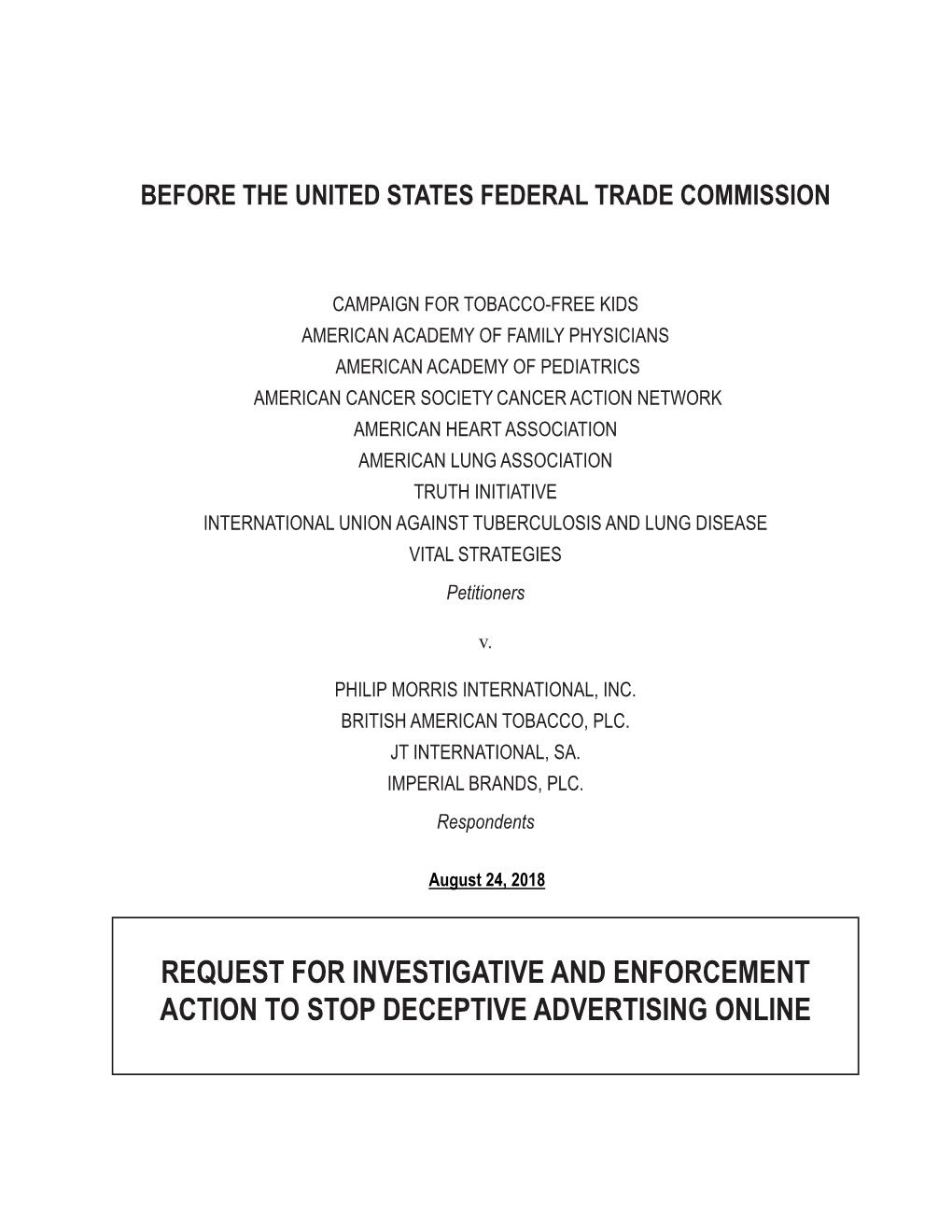 Petition to US FTC: Request for Investigative and Enforcement
