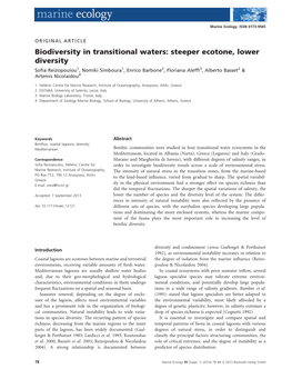 Biodiversity in Transitional Waters: Steeper Ecotone, Lower Diversity