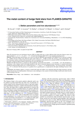 The Metal Content of Bulge Field Stars from FLAMES-GIRAFFE Spectra