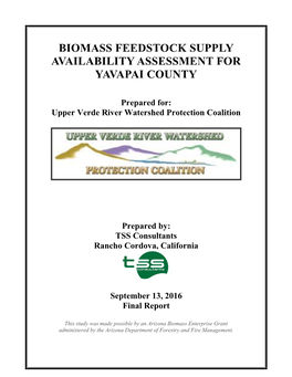 Biomass Feedstock Supply Availability Assessment for Yavapai County