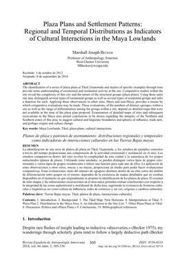 Plaza Plans and Settlement Patterns: Regional and Temporal Distributions As Indicators of Cultural Interactions in the Maya Lowlands