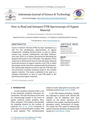 How to Read and Interpret FTIR Spectroscope of Organic Material