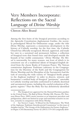 Reflections on the Sacral Language of Divine Worship Clinton Allen Brand