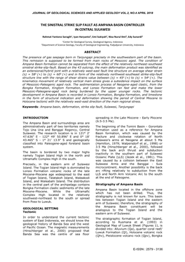 The Sinistral Strike Slip Fault As Ampana Basin Controller in Central Sulawesi