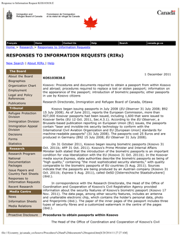 Kosovo: Procedures and Documents Required to Obtain a Passport From