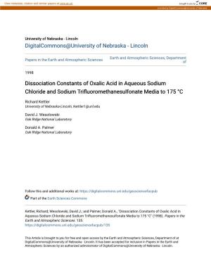 Dissociation Constants of Oxalic Acid in Aqueous Sodium Chloride and Sodium Trifluoromethanesulfonate Media to 175 °C