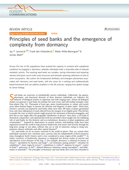 Principles of Seed Banks and the Emergence of Complexity from Dormancy ✉ Jay T