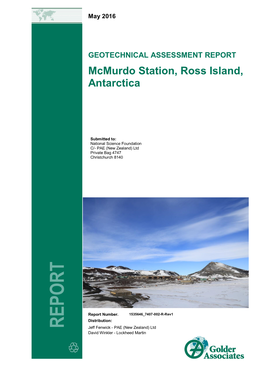 Mcmurdo Preliminary Geotech Report