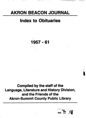AKRON BEACON JOURNAL Index to Obituaries
