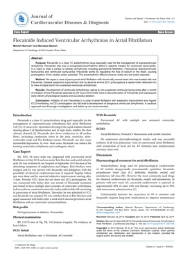 Flecainide Induced Ventricular Arrhythmias in Atrial Fibrillation Manish Barman* and Bendaas Djamel Department of Cardiology, Al Ahli Hospital, Doha, Qatar