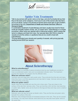 Spider Vein Treatments About Sclerotherapy