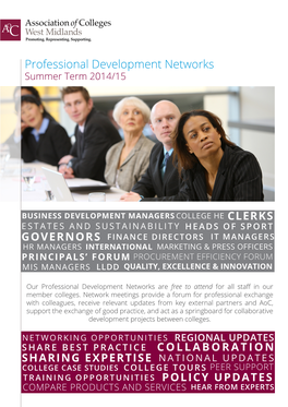 Professional Development Networks Summer Term 2014/15