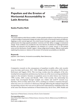 Populism and the Erosion of Horizontal Accountability in Latin
