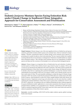Endemic Juniperus Montane Species Facing Extinction Risk Under Climate Change in Southwest China: Integrative Approach for Conservation Assessment and Prioritization