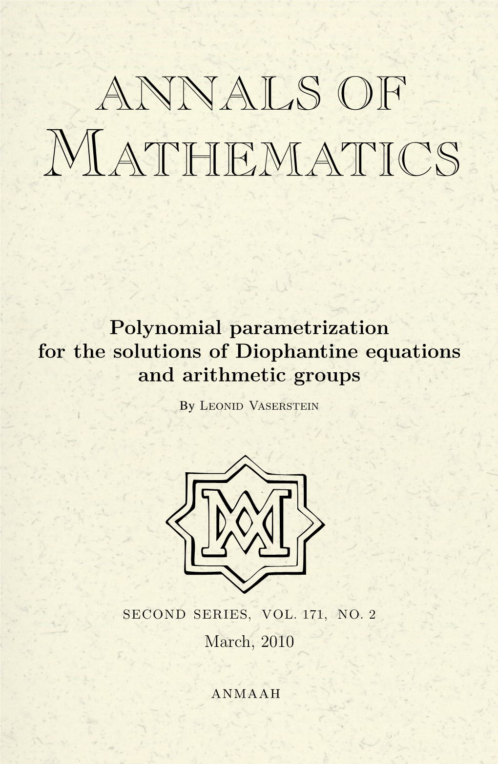 Polynomial Parametrization for the Solutions of Diophantine Equations and Arithmetic Groups