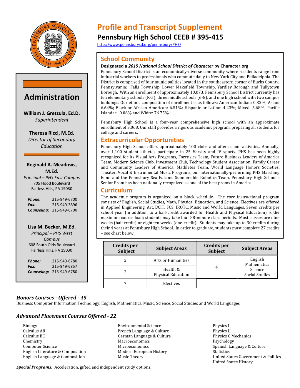 Profile and Transcript Supplement Administration