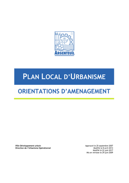 Plan Local D'urbanisme - Ville D'argenteuil