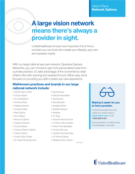 A Large Vision Network Means There's Always a Provider in Sight