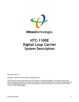 HTC-1100E Digital Loop Carrier System Description