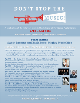 Sweet Dreams and Back Beats: Mighty Music Bios Film Series